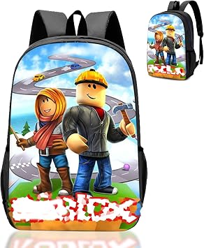 Roblx Backpack School Bag Boys Teen- Roblx Rucksack with Adjustable Shoulder Straps, Students Schoolbag Anime Book Bags, Kids Schoolbag Backpack Gifts for Game Fans Children Lightweight High Capacity