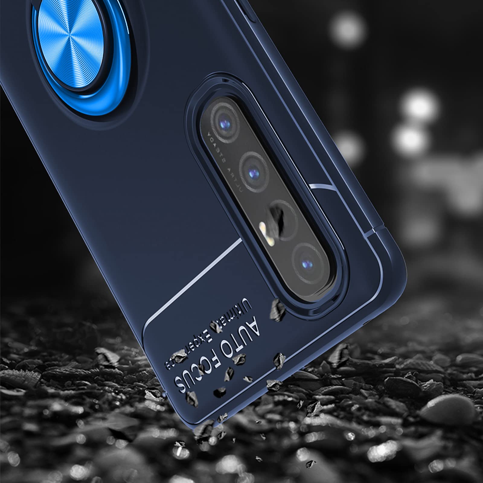 Asuwish Cover per OPPO Find X2 Neo/Reno 3 Pro 5G con Pellicola Vetro Temperato Vetrino Magnetica Anello Supporto Sottile Slim Protettiva TPU Silicone 2X X2Neo CPH2009 Custodia Case Maschio Ragazza Blu