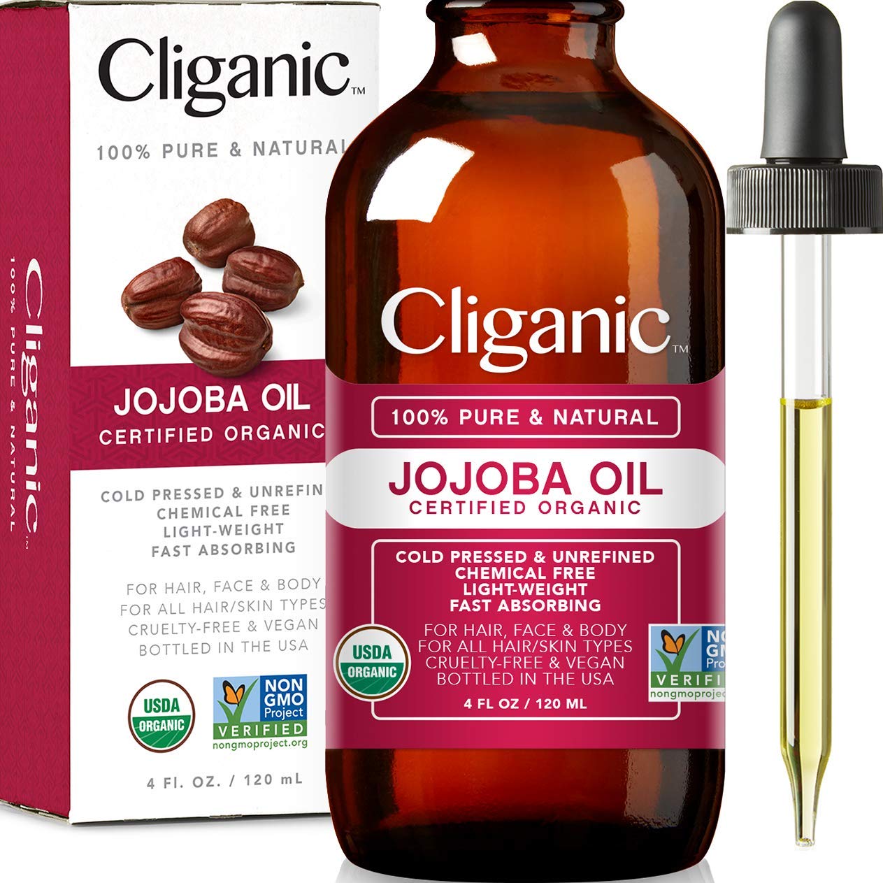 Cliganic Organic Jojoba Oil Bulk, Gallon Size 128oz, 100% Pure - Non-GMO: Beauty