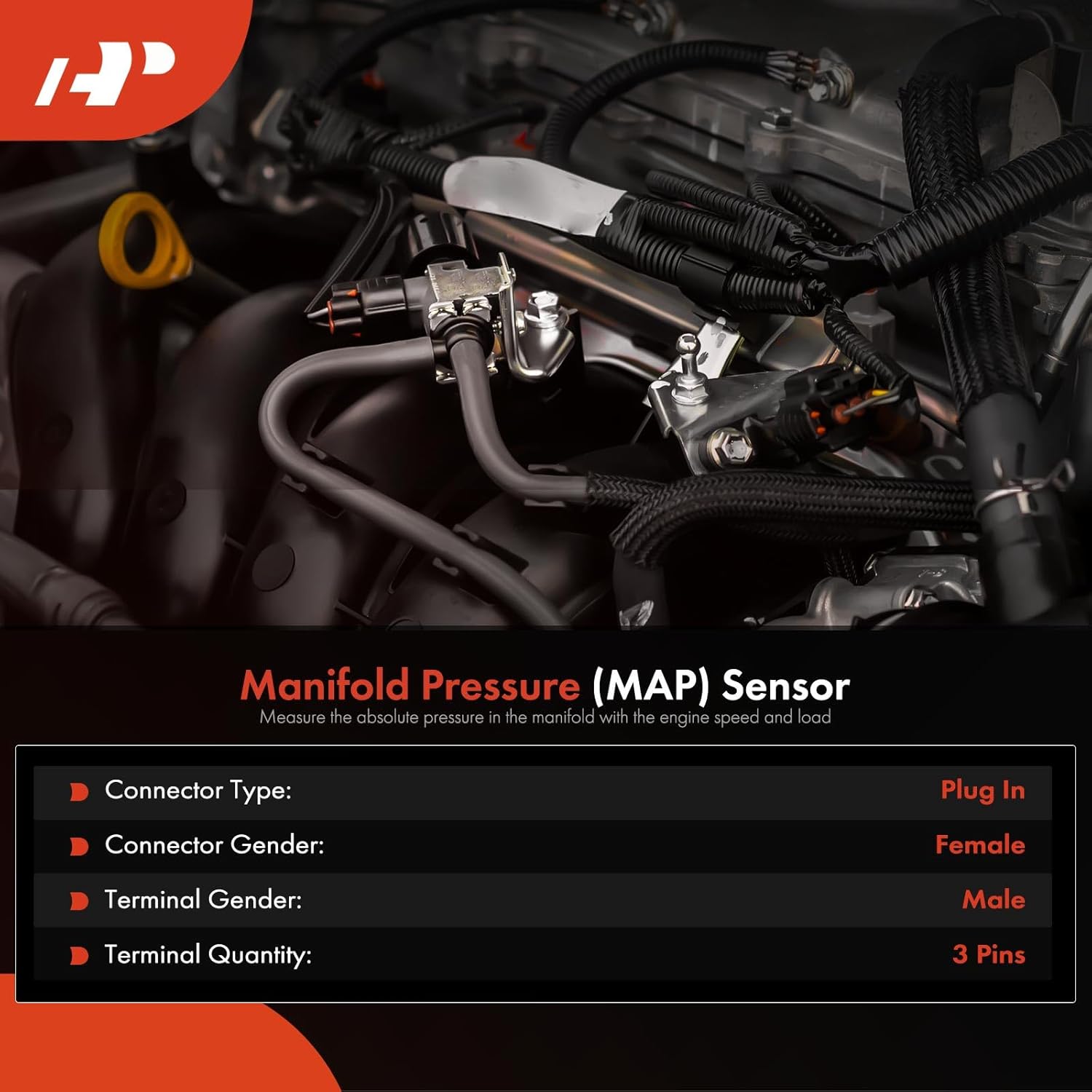 A-Premium Manifold Pressure MAP Sensor Compatible with Jeep Models - TJ Series Wrangler 2005-2006 4.0L, Replace for# 56044544AA