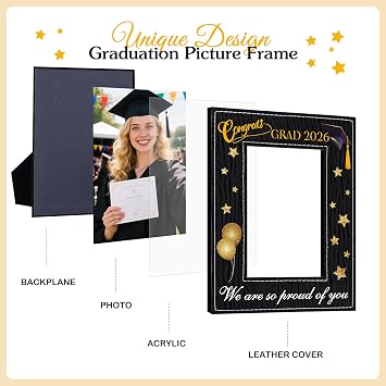WhatSign Graduation Picture Frame - Class of 2026 4x6 Congrats Grad Photo Frame with Cap & Balloon Design, We are so Proud of You Festive Graduation Gift for Her Him