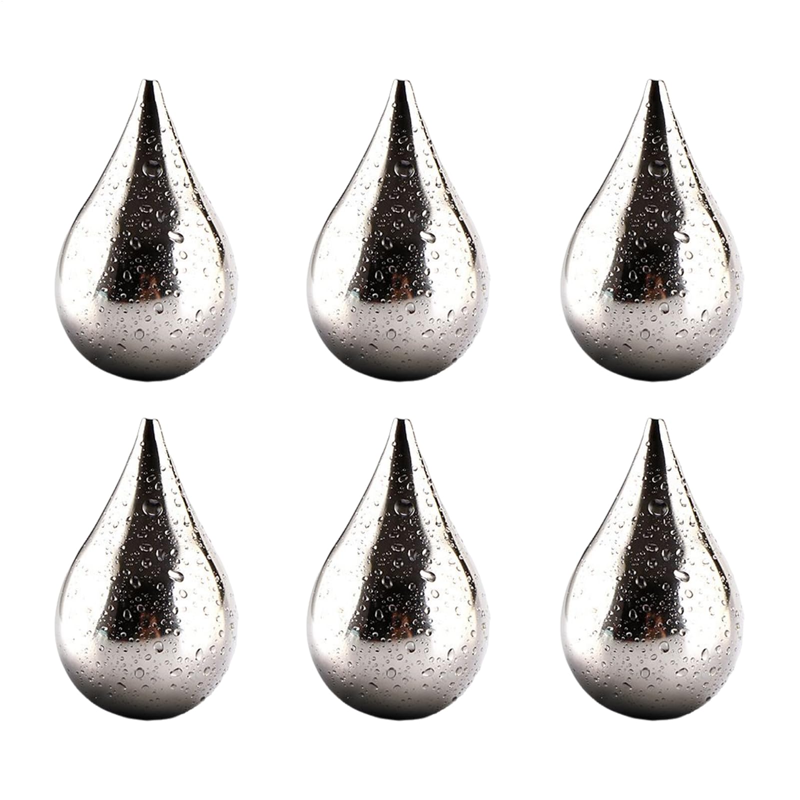 Bolas de hielo de acero de alta durabilidad, set de 6 piezas con elegante forma de gota