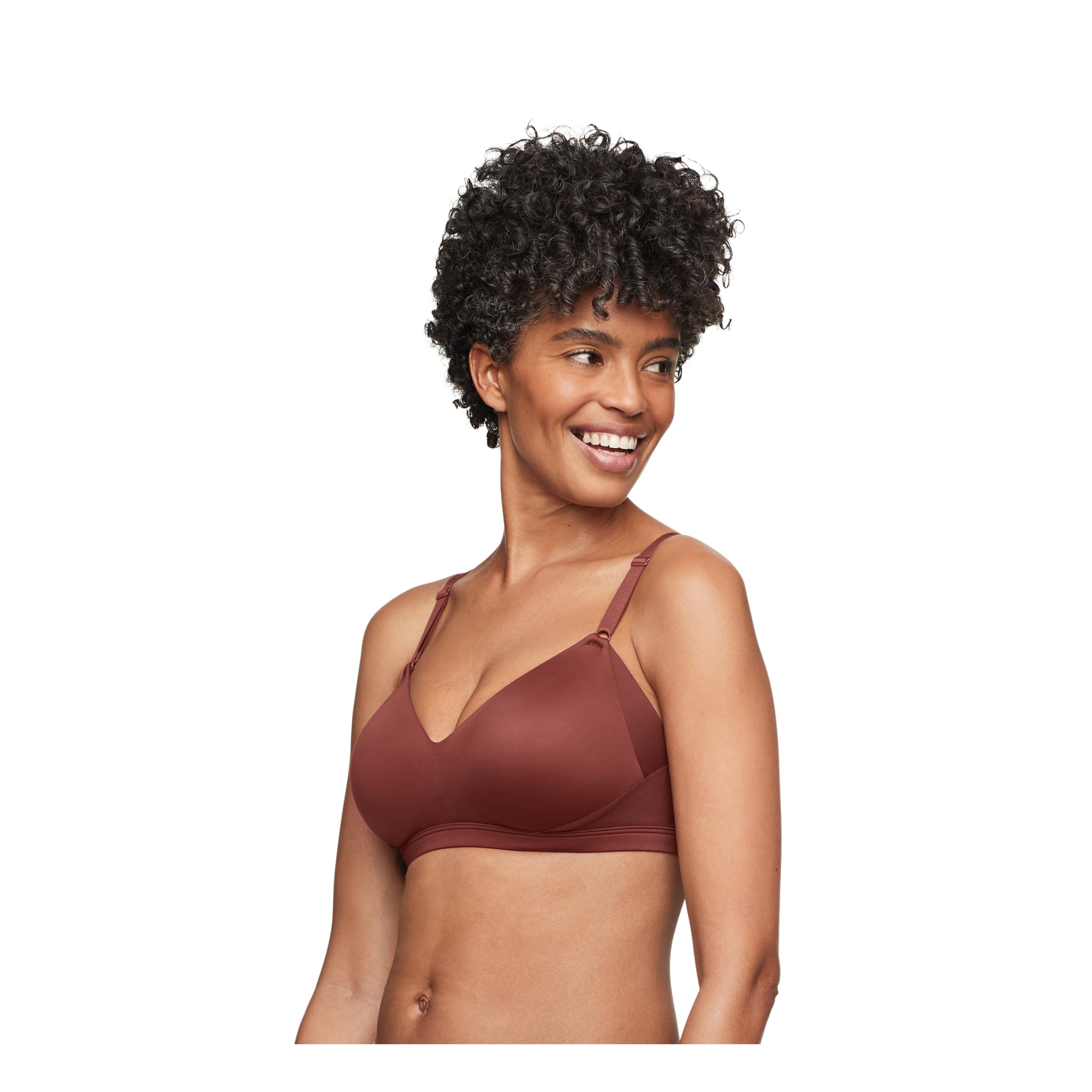 Warner's Women's No Side Effects Underarm and Back-Smoothing Comfort Wireless Lift T-Shirt Bra RN2231A, Pinot Noir
