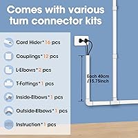 Vista 4 de Kit de ocultador de cable de 250 pulgadas, cubiertas de cable para cables en la pared, canaleta de cables pintable, protector de cable para TV