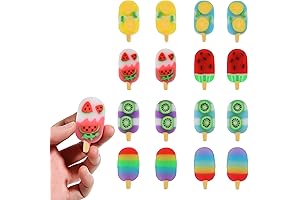 16-Piece Ice Cream Cone and Fruit Erasers