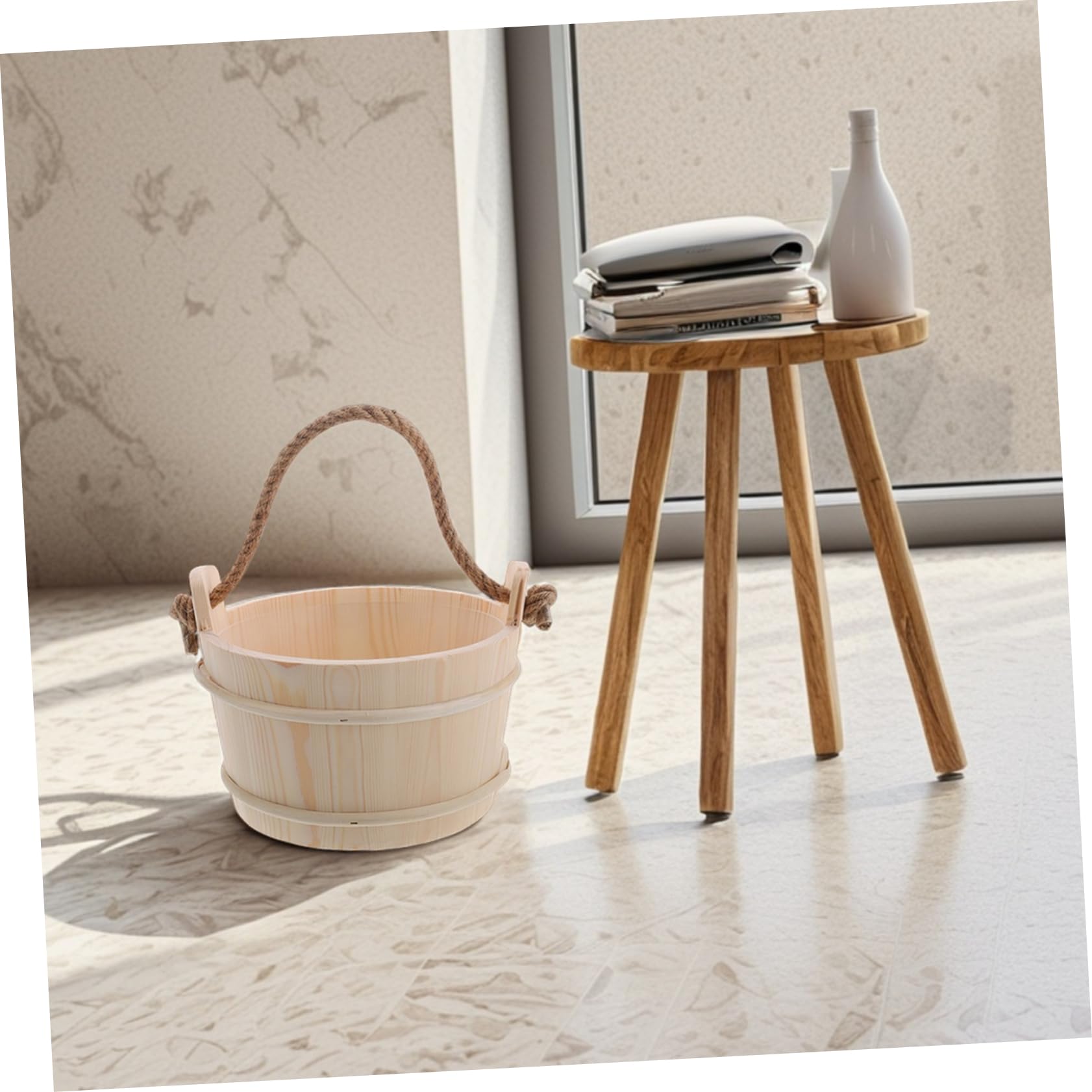 Cabilock Secchio Sauna in Legno Mestolo, Set Accessori Bagno Spa