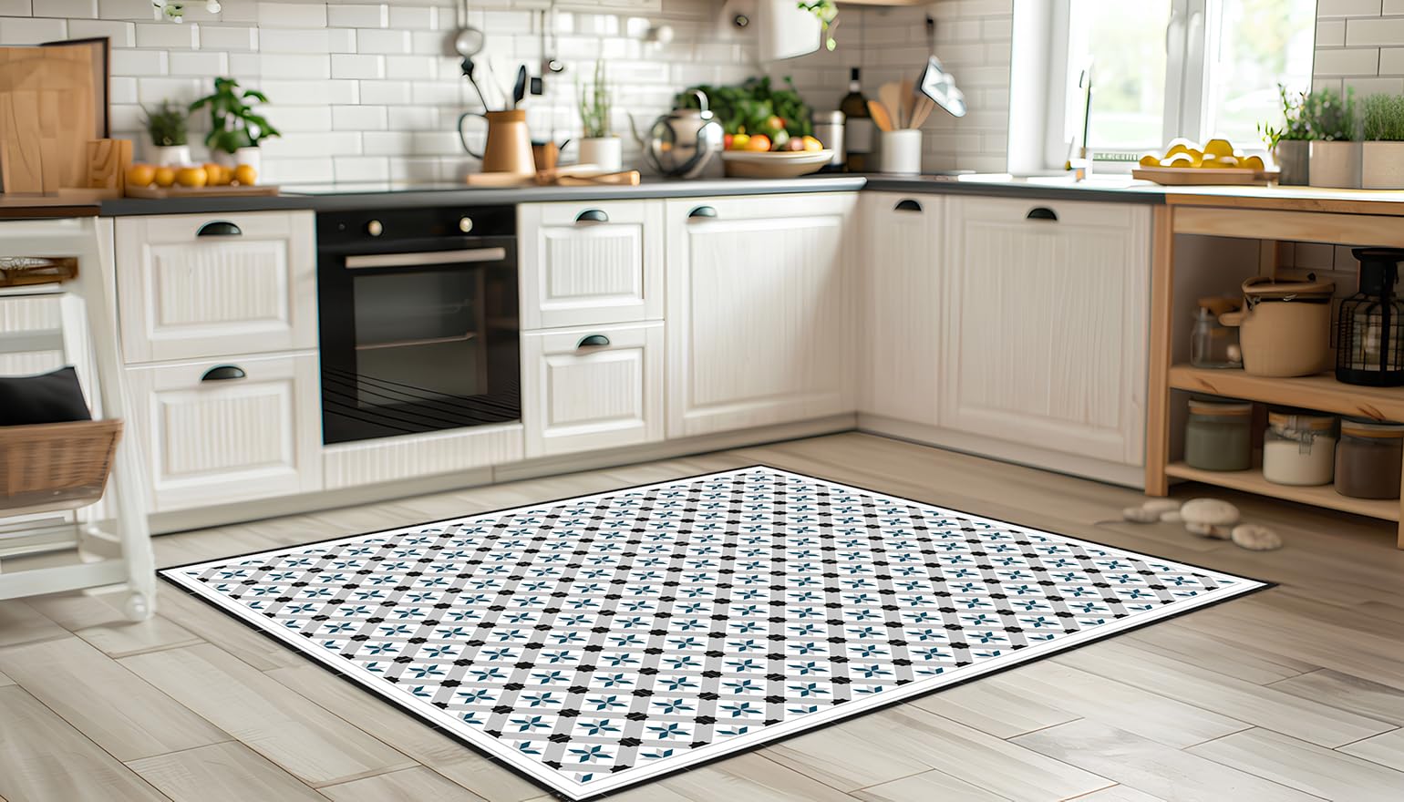 DobleUve Estudio Tapis Vinyle 23 | Noire | 80x200 cm | Cuisine, Salon Antidérapant Antifongique Ignifuge | Enfants, Bain PVC