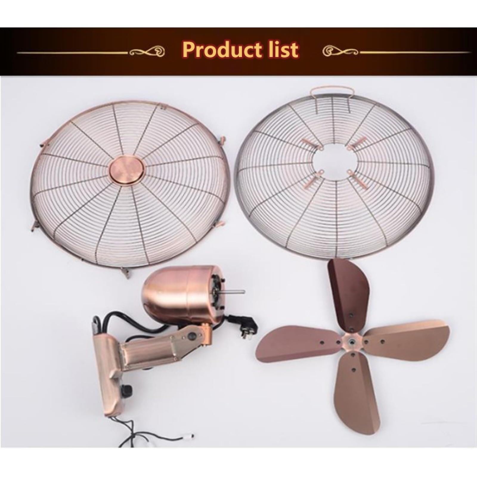 Ventilador de pared retro de metal con mando a distancia, cabezal oscilante de 3 velocidades, diseño de montaje en pared para uso doméstico u oficina, ideal para espacios industriales