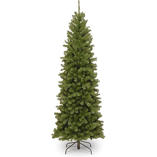 National Tree Company Artificial Slim Christmas Tree, Green, North Valley Spruce, Includes Stand, 6.5 Feet
