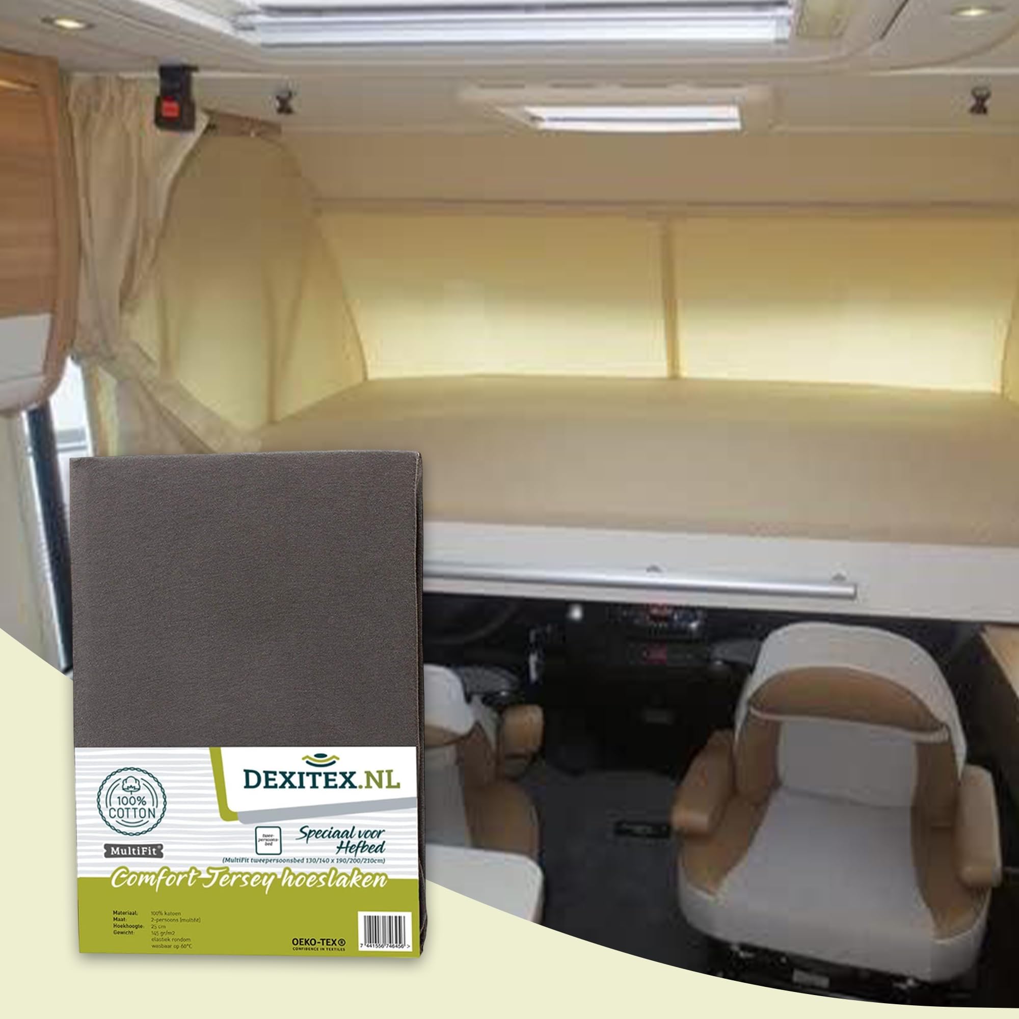 Spanbettlaken Hubbet - Wohnmobil mit Hubbett - Spanbettlaken Wohnmobil - Wohnwagen mit Hubbett - für Matratze Wohnmobil - Oeko-TEX - 100% Baumwolle - Antrazith