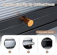 Vista 6 de Giantex Armario de almacenamiento de cocina de 5 niveles, soporte móvil para microondas con puertas de policarbonato abatibles, estante para hornear