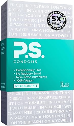 Miniatura 11 de PS Preservativos extra grandes de látex para hombres – Inodoro y 100% vegano – Preservativos excepcionalmente delgados, lubricados y transparentes