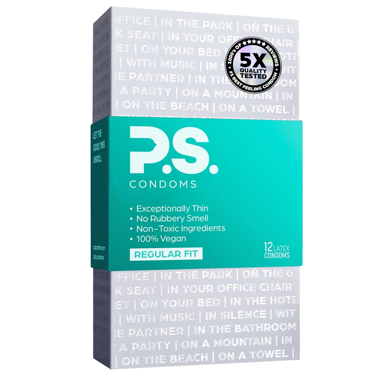 PS Condoms Exceptionally Thin Latex Condoms for Men - Odorless and 100 Vegan - Ultra Thin Lubricated Condom