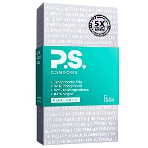 PS Condoms Exceptionally Thin Latex Condoms for Men - Odorless and 100 Vegan - Ultra Thin Lubricated Condom