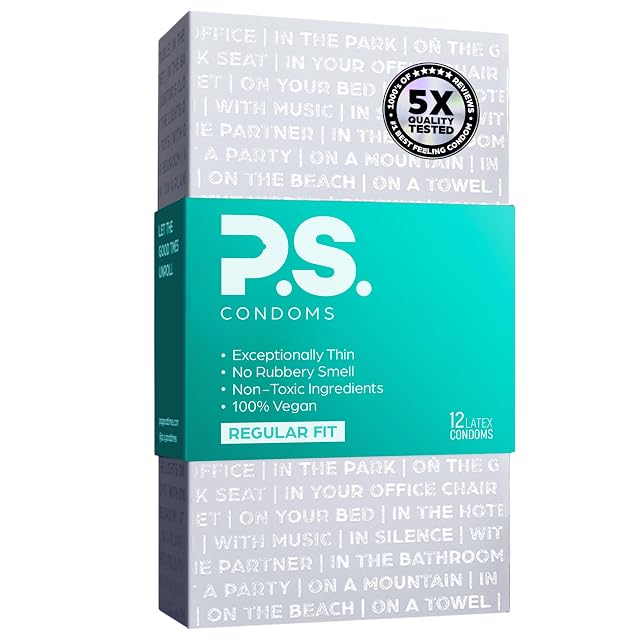 PS Condoms Exceptionally Thin Latex Condoms for Men - Odorless and 100 Vegan - Ultra Thin Lubricated Condom