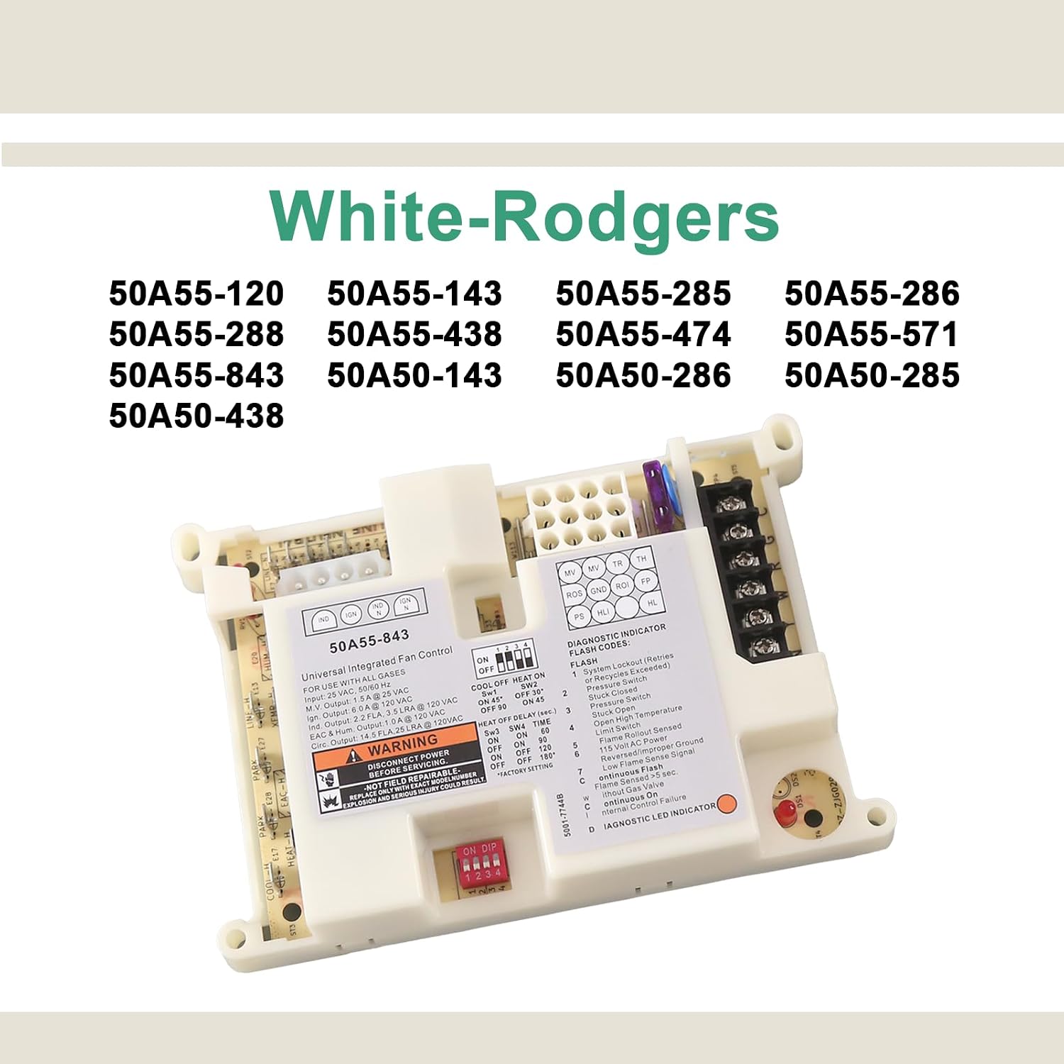50A55-843 Furnace Control Board Replacement for White-Rodgers Ignition Module Compatible with Lennox Gas Furnace Systems Replaces 50A50-241 50A50-405 50A55-486 Universal HVAC Control Board
