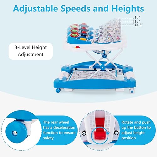 Miniatura 5 de INFANS Andador de bebé, 5 en 1 Behind Walker, mecedora sentada con bandeja de música extraíble, altura ajustable, cojín de asiento lavable, centro