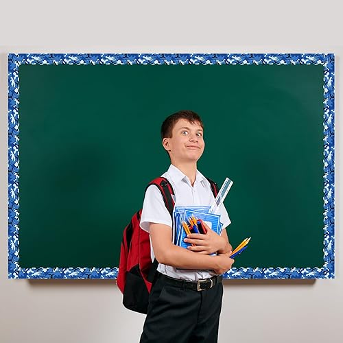 Miniatura 5 de Bordes de tablero de anuncios de camuflaje de 82 pies, 4 diseños, 72 unidades, color verde, marrón, azul y negro, calcomanías de borde de camuflaje