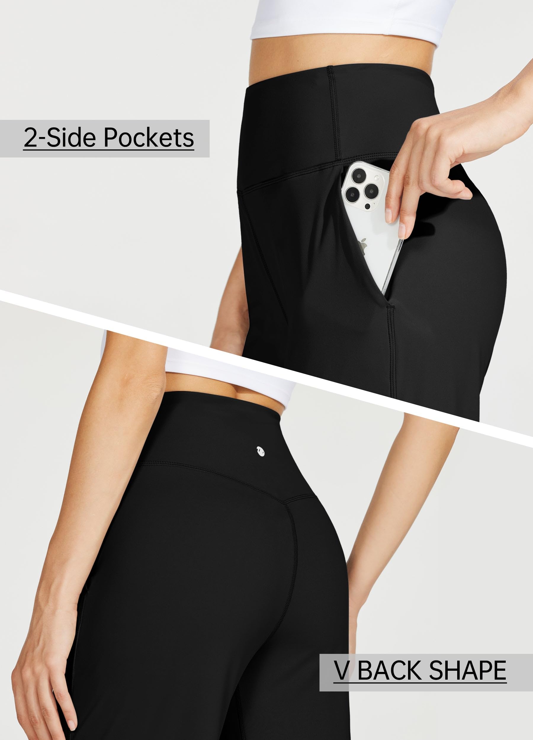 WILLIT Yogahose Damen Weites Bein Sporthose Hohe Taille Yoga Hosen Bauchkontrolle Schlaghose Freizeithose Frauen Jogginghose mit Taschen 28"/30"
