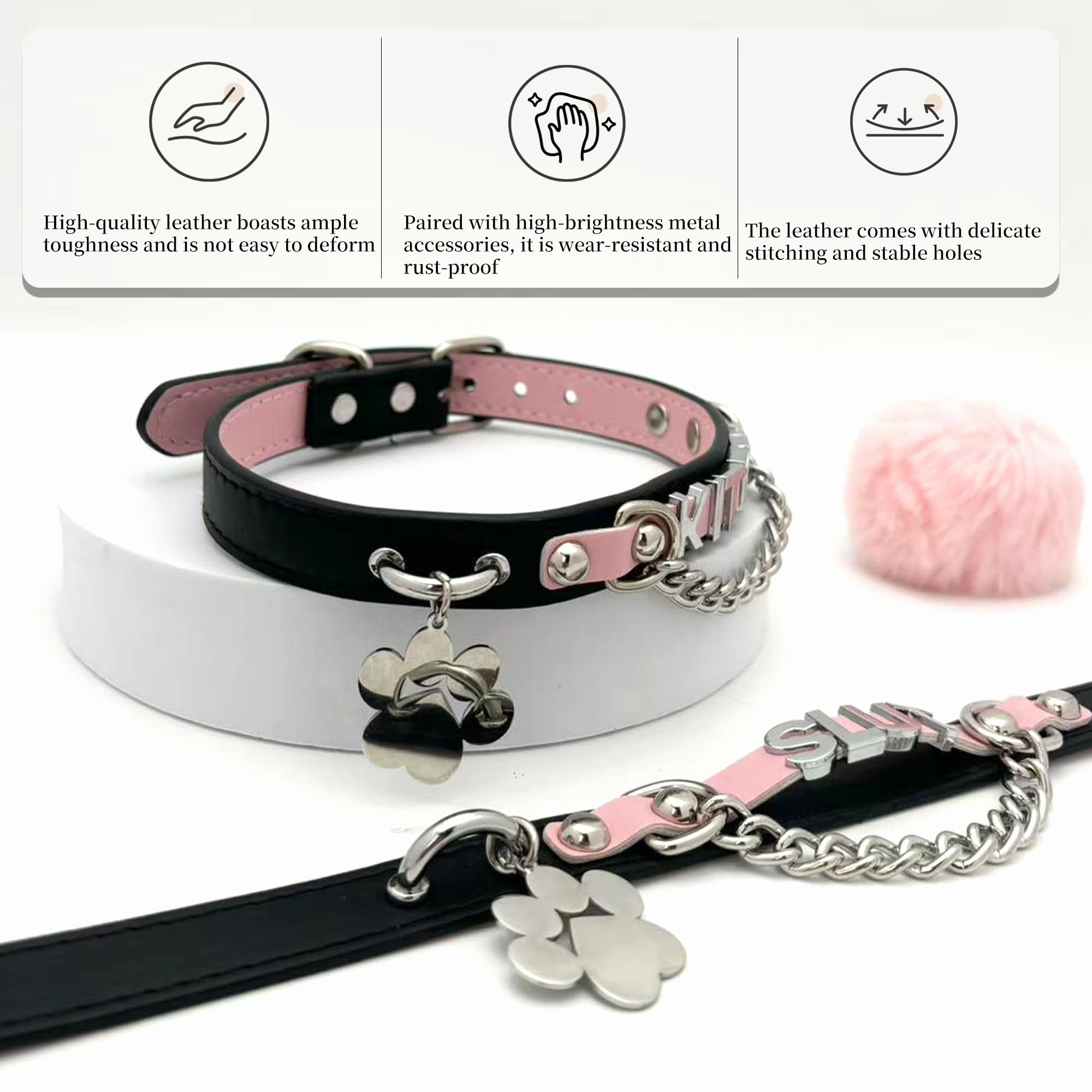 EverGlimp Leather Choker Collar Necklace For Women,Cute Skull Gothic Punk Rock Choker Necklace Collars