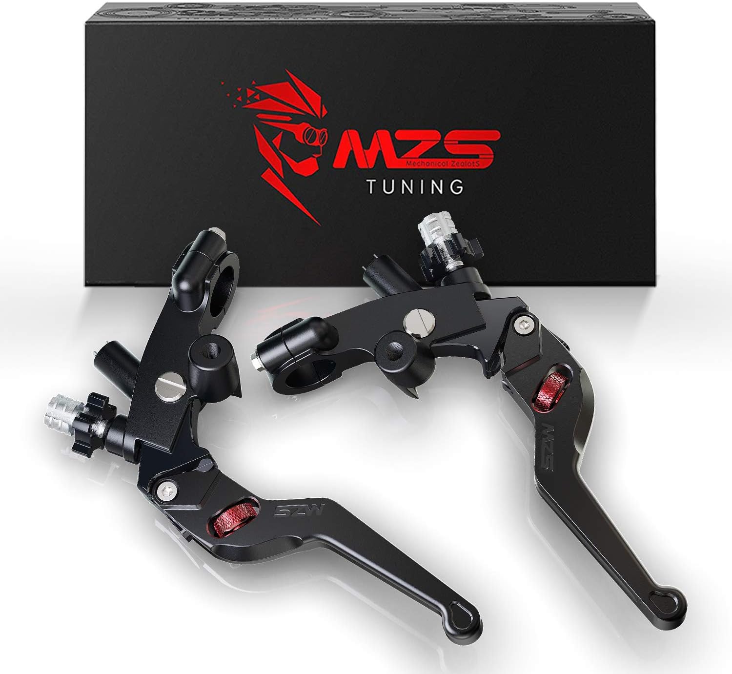MZS 7/8 levers - Clutch Perch Brake Lever Assembly Universal Drum Handle Wheel Roller Adjustment Unbreakable Short CNC Black Compatible with Motorcycle Street Mini Pit Dirt Bike Motor Motocross ATV