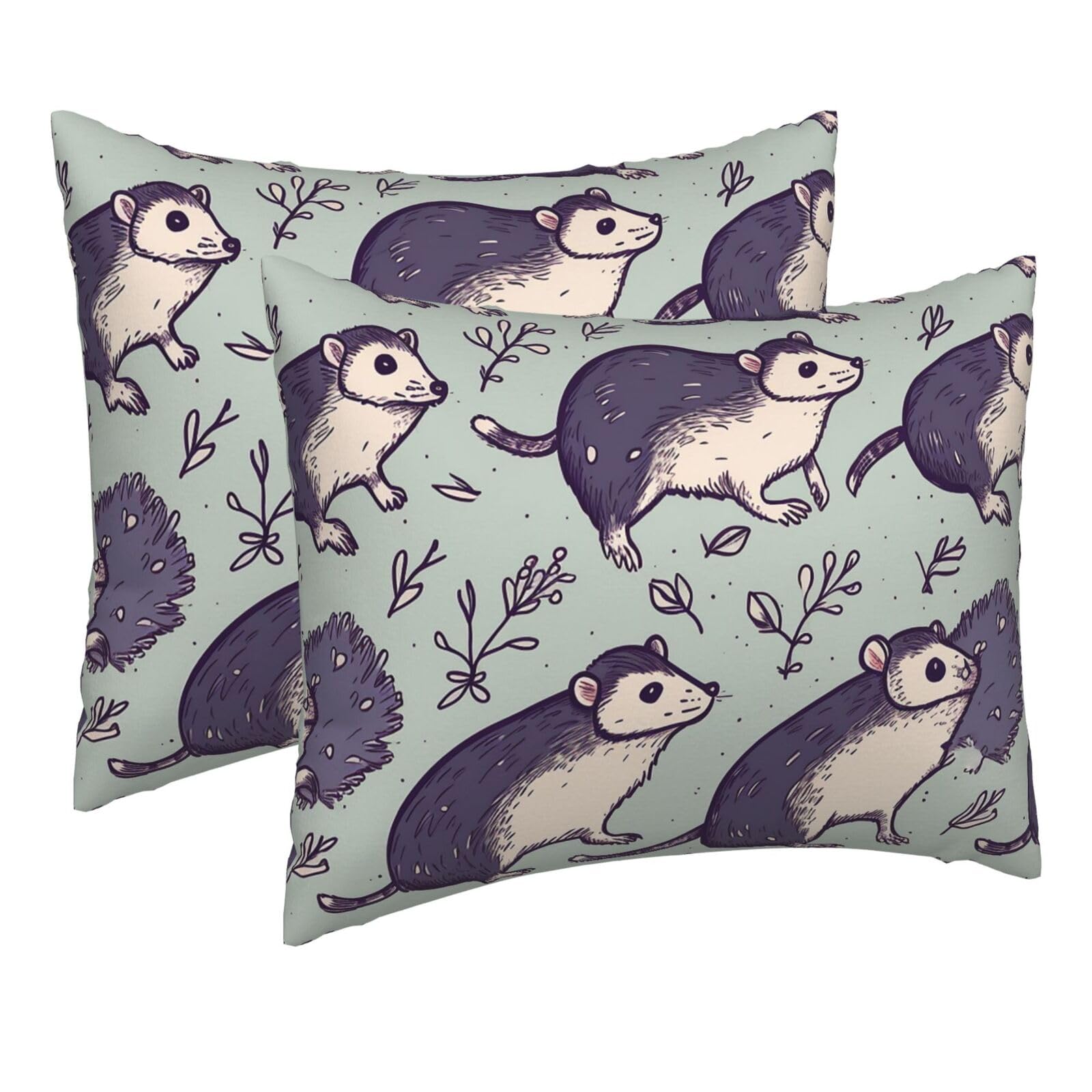2 Pack Pillow Cases with Hidden Zipper, Soft Breathable Pillow Covers for Hair and Skin, Opossum Pillowcases 16"x20" Bed Pillow Protectors Cover for Sleeping Gifts