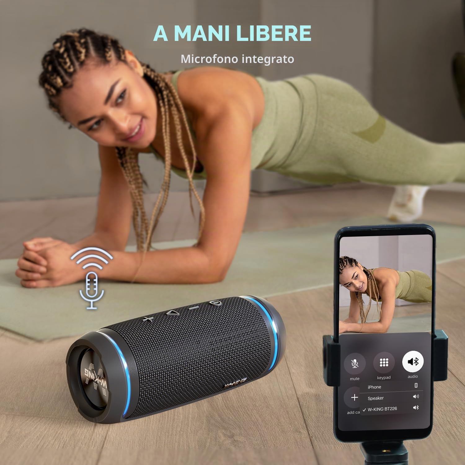 W-KING Cassa Bluetooth Portatile Potente 36W PEAK, Altoparlante Impermeabile IPX6, 360° HI-FI Bassi Potenti, Bluetooth 5.4, Chiamata in Vivavoce, Vero Stereo Senza Fili, AUX, Tipo-C