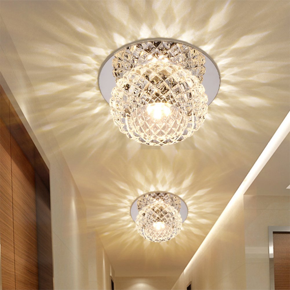 Gimartuk Modern Crystal 5W LED Ceiling Light, Warm White, 12 x 6 cm / 4.7 x 2.3 inches, A++ Energy Class, Perfect for Hallway, Balcony, Bedroom, Living Room