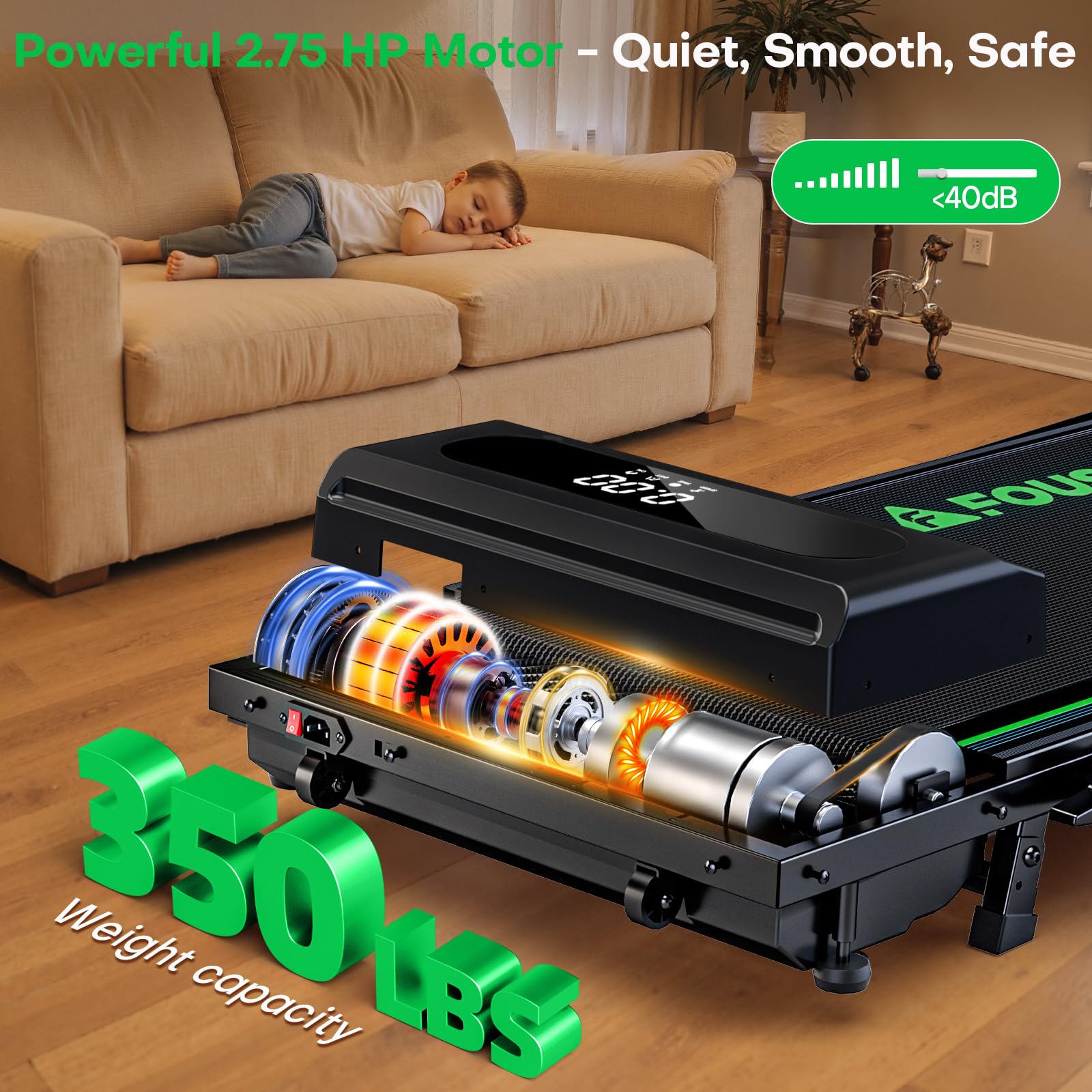 Tapis Roulant Elettrico Pieghevole, FOUSAE 5 in 1 Tapis Roulant con Inclinazione, Tapis roulant pieghevole da 12 km/h, App, Telecomando e Doppio Display LED, Nessuna Installazione Richiesta