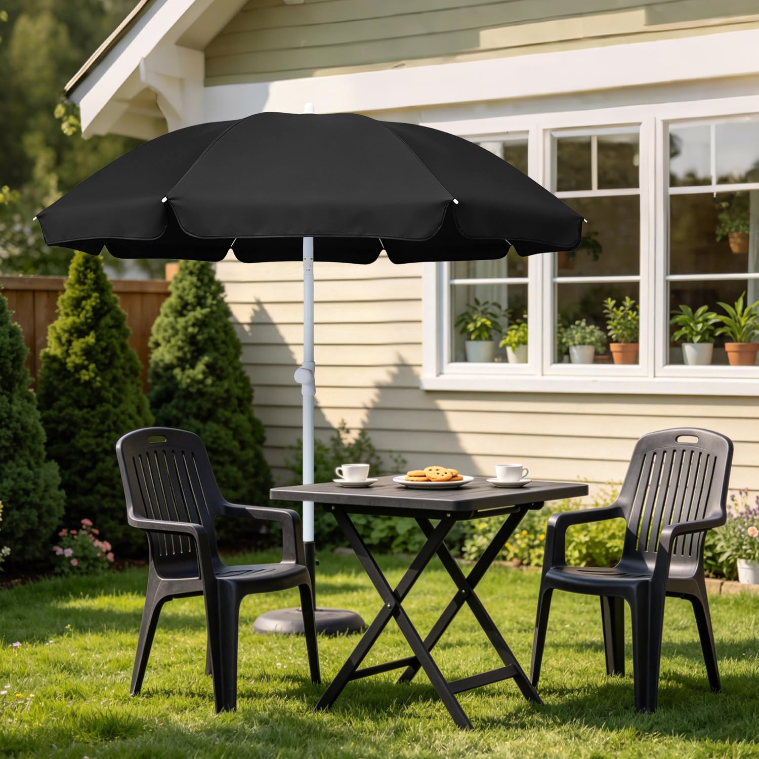 AMMSUN Przenośny baldachim piknikowy zewnętrzny parasol przeciwsłoneczny parasol plażowy z funkcją nachylenia, mały parasol tarasowy - parasol plażowy 15 cm, przenośny zewnętrzny parasol