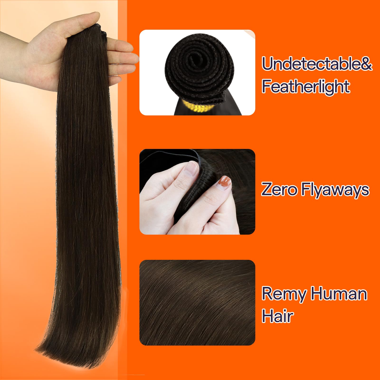 22 Inch Sew-In Human Hair Extensions 60g Remy Hair Weft Fshine Weft 22 Inch 60g Auburn Sew in Human Hair Extensions  main image 4