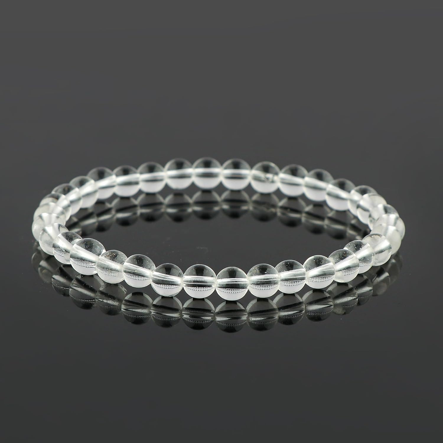 Gemstone Beads Bracelet for Men & Women, Natural Crystal Round Beads Handmade Elastic Bracelet 6+4 Inch Adjustable, 5-7 mm Healing Stone Jewelry - Image 2