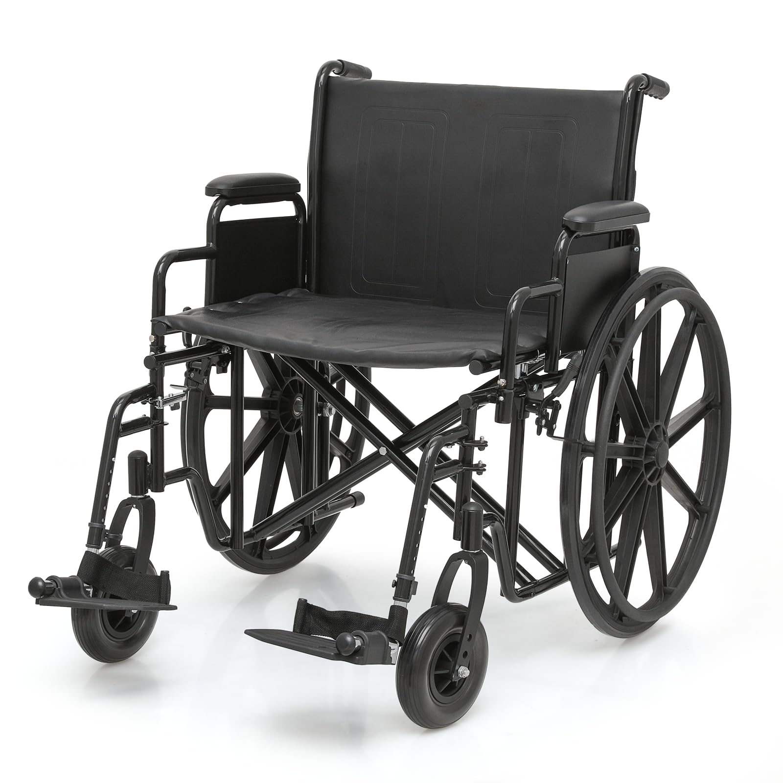 MIRAMINGLE Self-Propelled Wheelchair for Adults, 24 Inch Seat, Steel Frame, 24