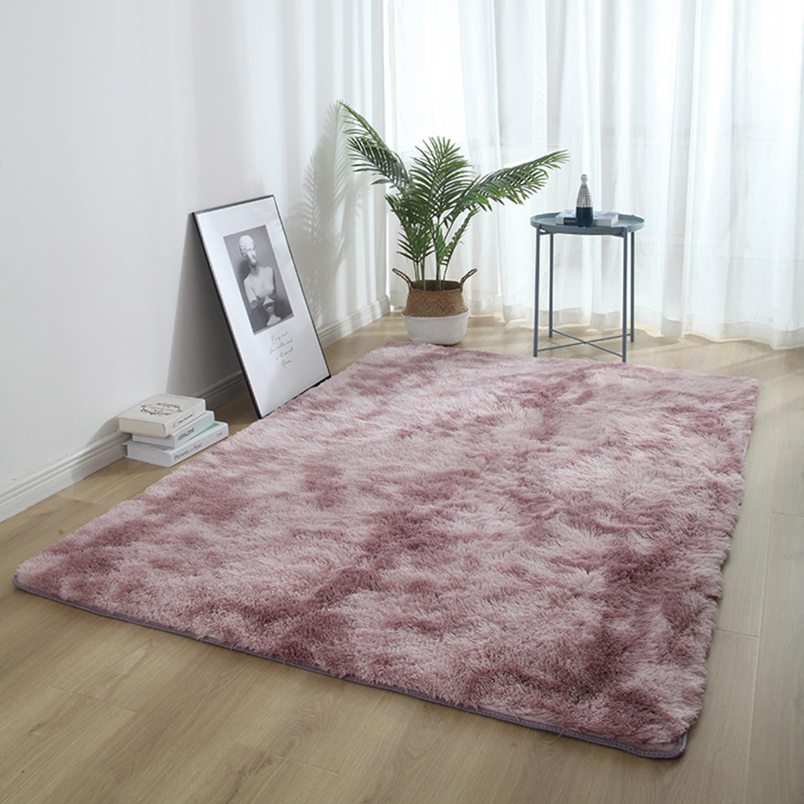 XUEDNGM Shaggy Area Rugs Large Rugs 187 x 240 cm(74 x 94inch) Washable up to 30°C, Super-Soft, Fur Look Floor Carpets Mat Fluffy Rugs Soft Fluffy Area Carpet for Bedroom, Purple powder