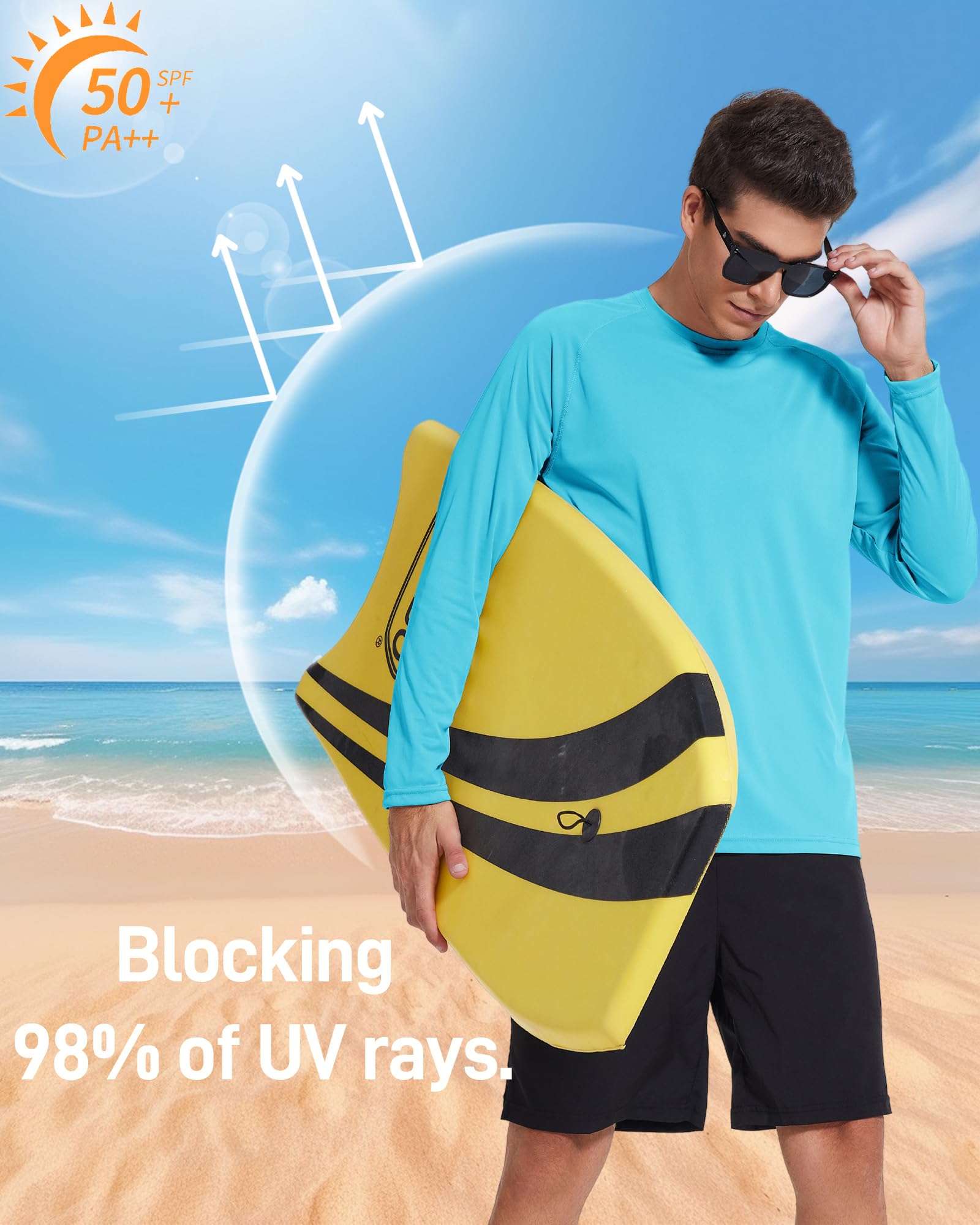 FUXERT Lot de 3 Chemises Rashguard à Manches Longues pour Homme, Protection Solaire UPF 50+, séchage Rapide, entraînement et randonnée