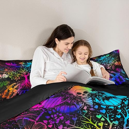 Miniatura 5 de Erosebridal Juego de ropa de cama con diseño de árbol de la vida, diseño bohemio de mariposa y mariposa, edredón de fase lunar hippie, edredón