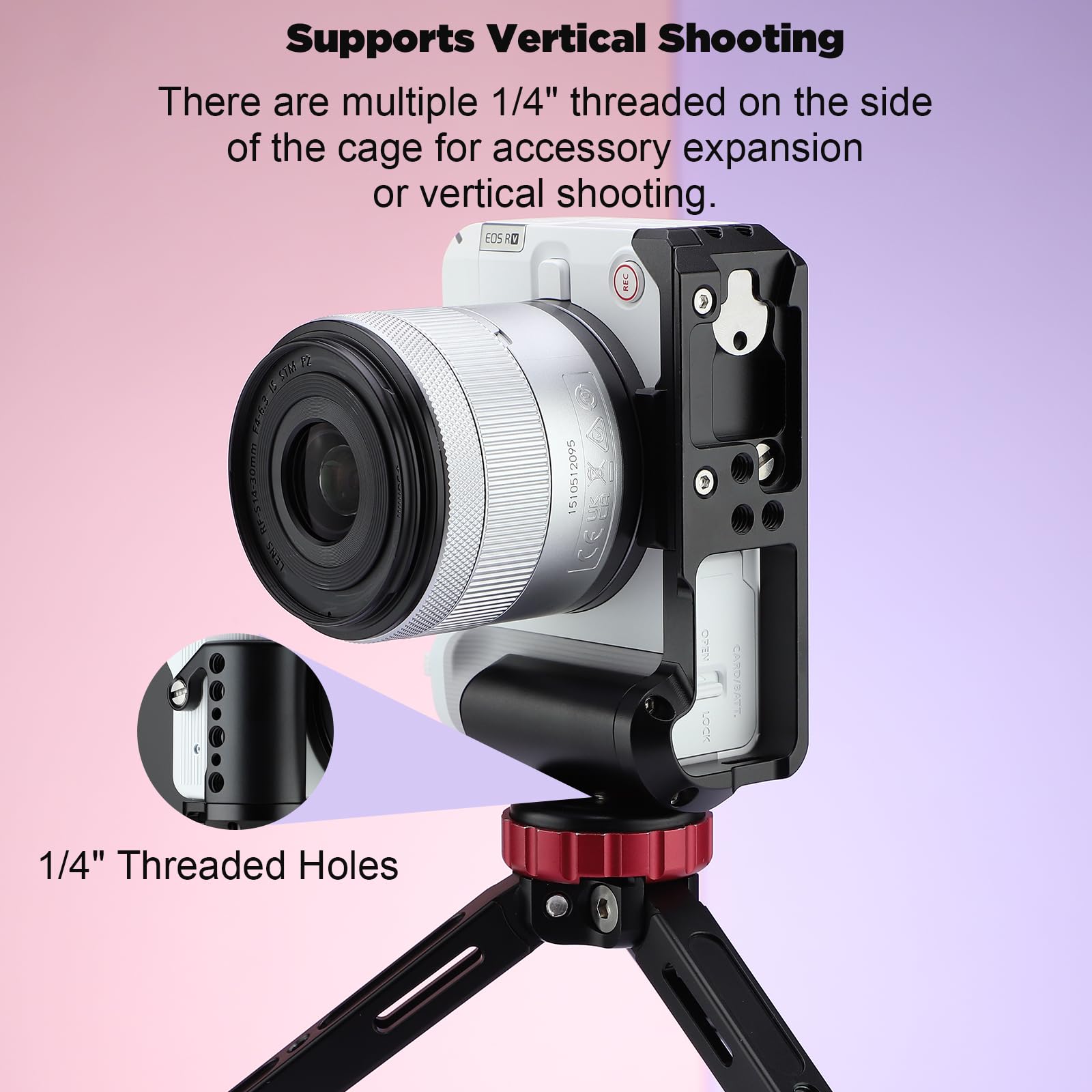 Leftfoto R50 V Gabbia per fotocamera Canon R50V con impugnatura - Telaio di protezione per fotocamera con base Arca Compatibilità con stabilizzatore DJI RS - per riprese video Vlog
