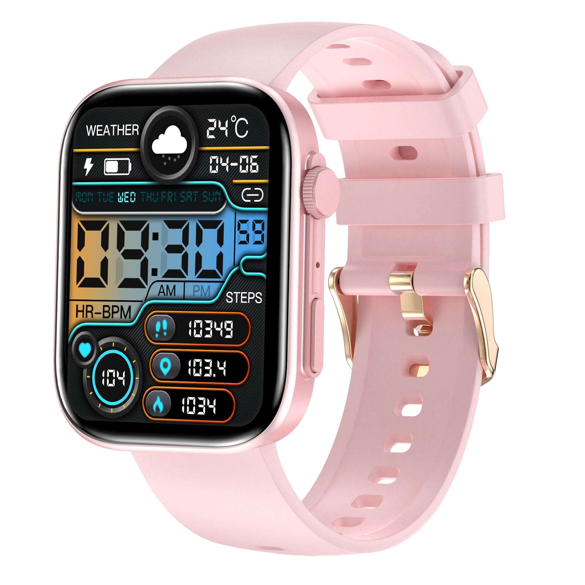 Smart Watches for Women, Make/Answer Calls, 2.01" HD Screen with 260+ Watch Faces, Heart Rate/SpO2/Sleep Monitor, 123 Sports Modes, Long Battery Life Fitness Watch Compatible with iPhone Android, Pink