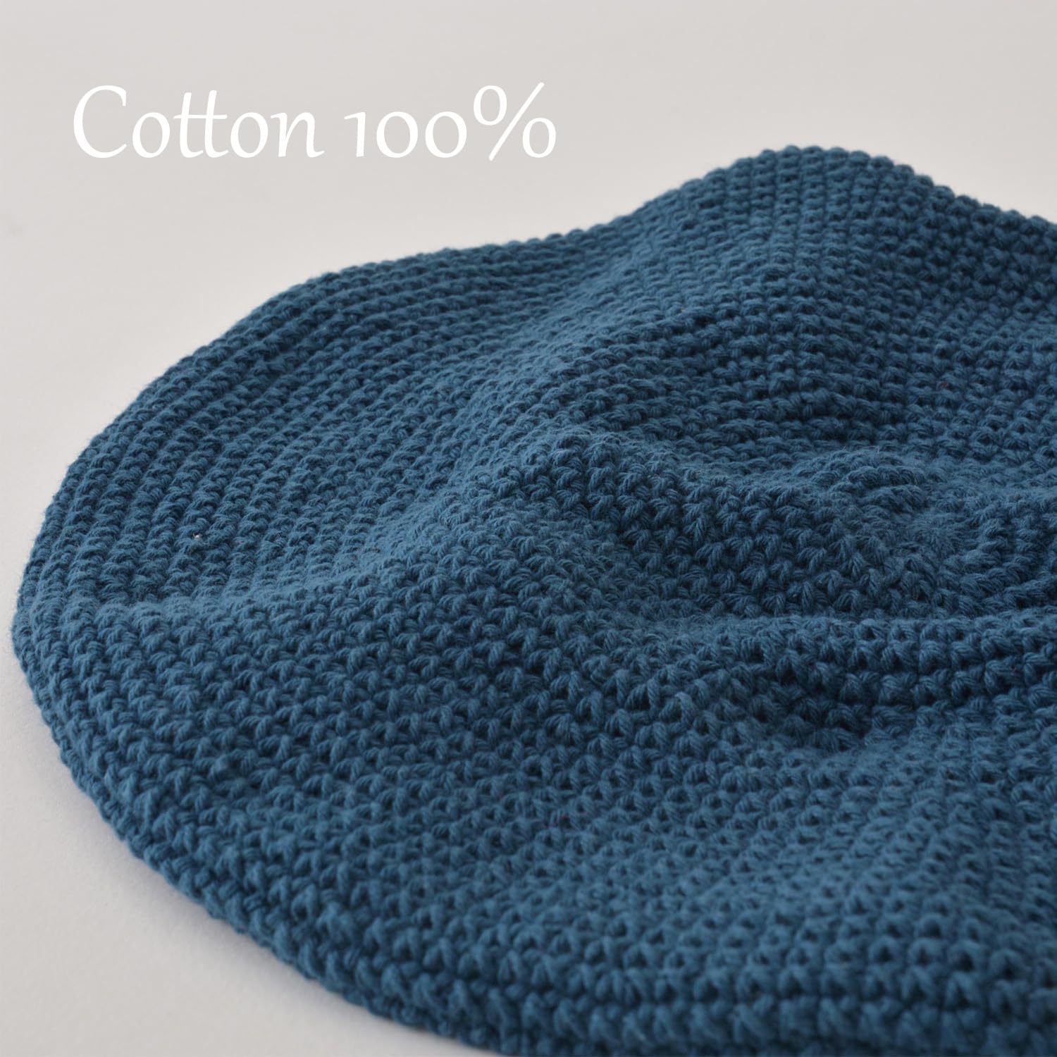 Baskenmütze Damen Barett Herren Beret Häkelmütze Strickmütze aus 100% Baumwolle Barrett für Sommer & Winter