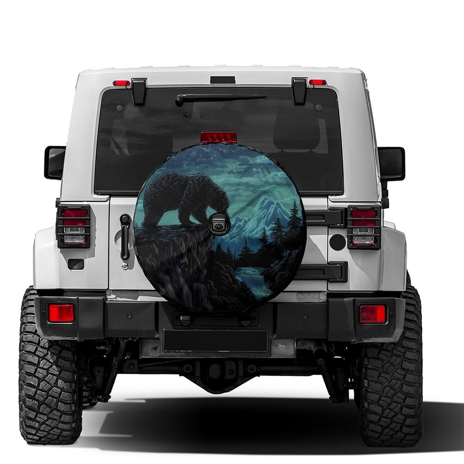 Dujiea Military Tactical Star Spare Tire Cover with Backup Camera Hole, Universal Wheel Tire Cover Tire Protectors for Jeep Trailer RV Van SUV Truck Camper and Many Vehicle 17inch — view 24