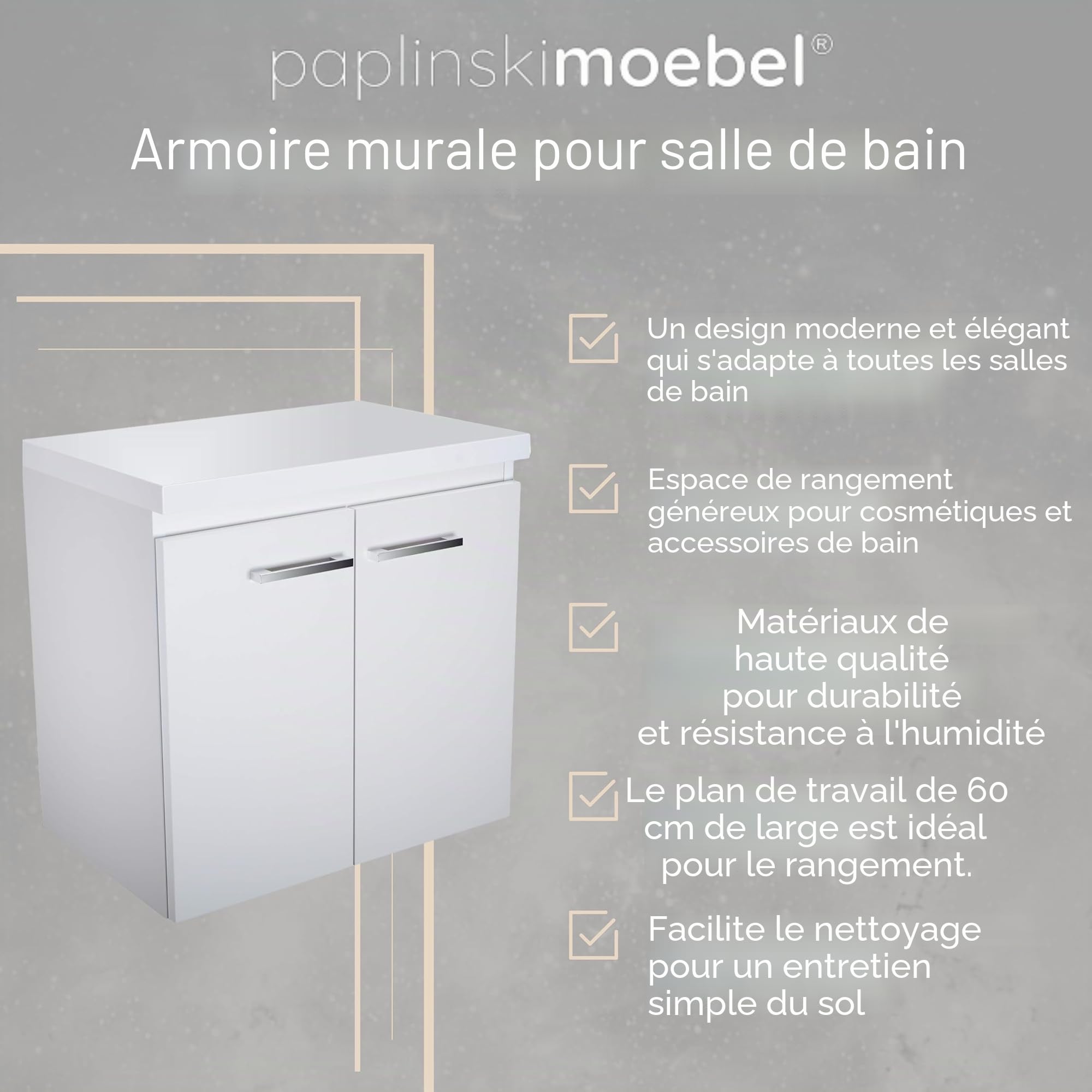 Lavabo avec meuble bas Bilbao - Largeur : 60 cm - Blanc