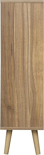 Miniatura 8 de ZeHuoGe Zapatero de ratán con 4 cajones abatibles, armario de almacenamiento de 2 niveles de nogal para tacones, zapatillas, zapatero independiente,