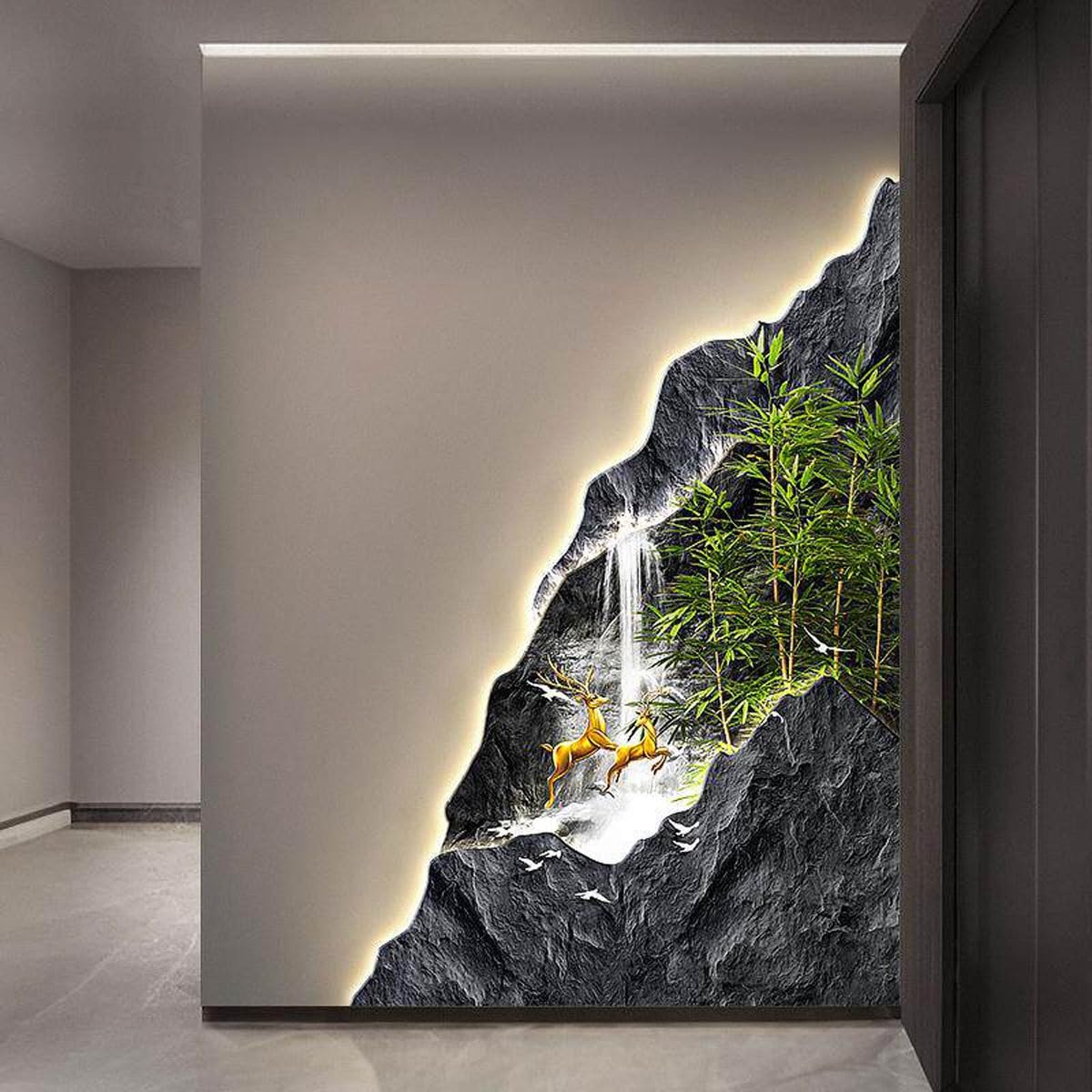 DAJIAYIQI LED Light Decor Wall Art, Creative Landscape Wall Sculptures, Creative Decoration Light for Living Room, Bedroom, Entryway & Office(C,40cm*60cm)