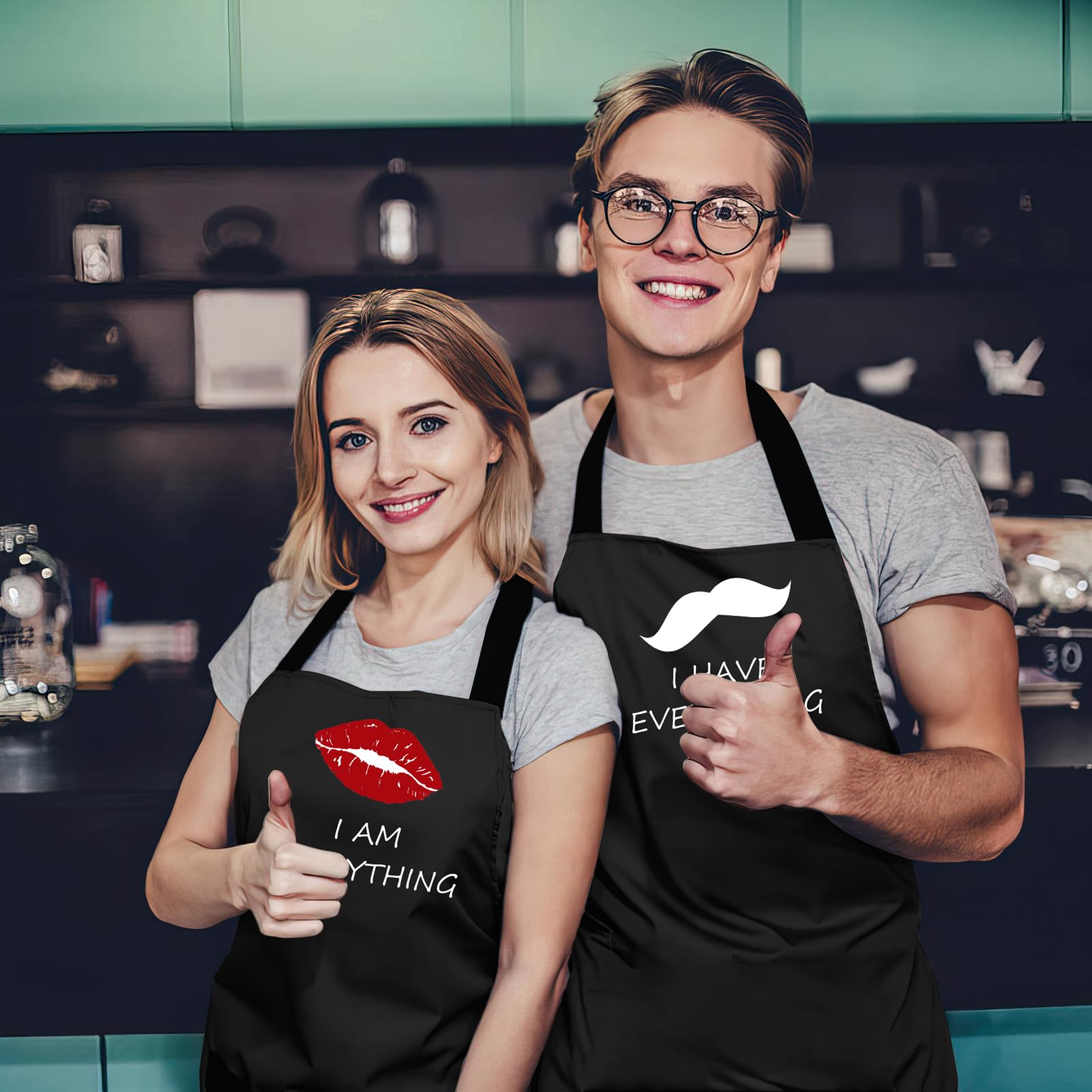 HAOQINA EST 2025 Mr and Mrs Valentine Wedding Gifts for Couples - Ceramic Cups and Aprons - Engagement Party Gift