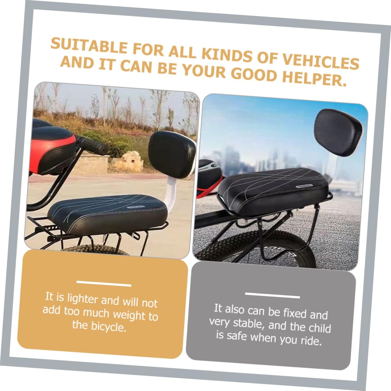 Professional Bike Rear Seat Detachable Back Safe and Comfortable Boys and Girls Bicycles Seat