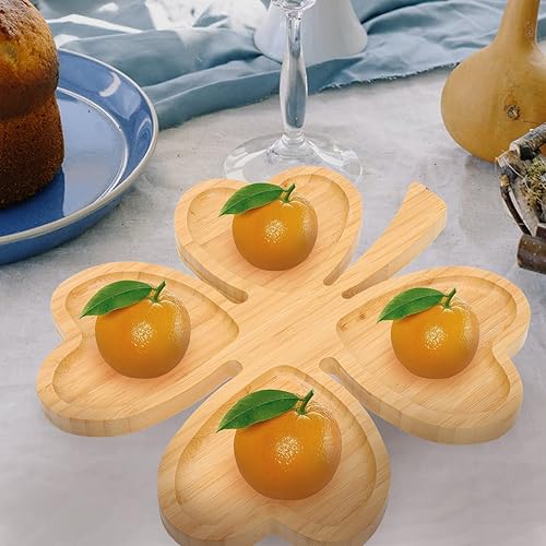 Miniatura 7 de Zerodeko Plato de madera – Platos de servir en forma de trébol – Platos de cena divididos con trébol – Platos decorativos de San Patricio para