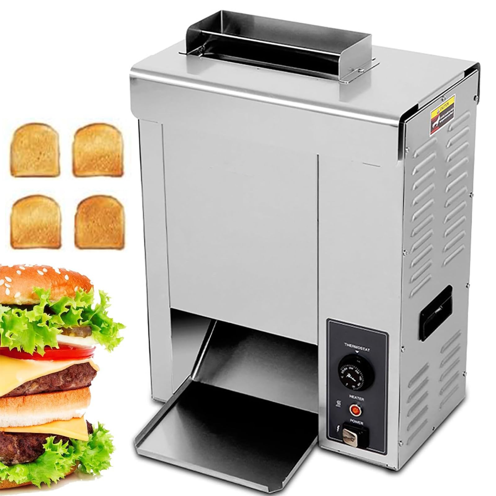Tostadora de Pan Comercial, eléctrica, Vertical, para Hornear Hamburguesas, con Cinta Transportadora Automática para Pan y Tostadas de 2000W
