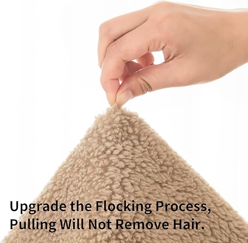 Miniatura 4 de Funda de sofá de forro polar sherpa, súper suave, divertida y esponjosa, funda de sofá modular antideslizante, protector de muebles para niños,