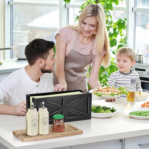 Miniatura 3 de Dispensador de toallas de papel de montaje en pared, soporte para toallas de papel montado en la pared con tapa, madera maciza comercial plegable en