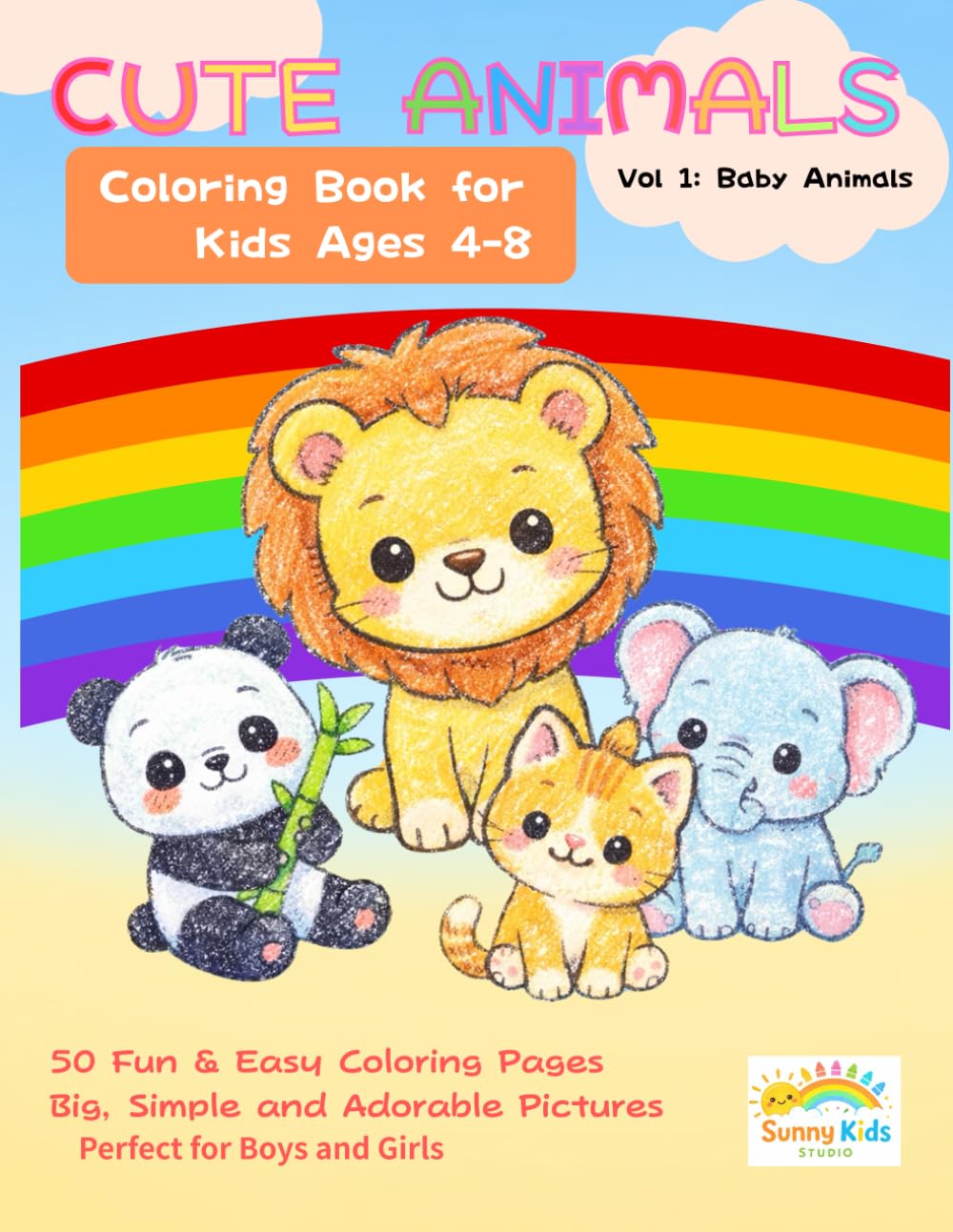 Cute Animals Coloring Book for Kids Ages 4-8